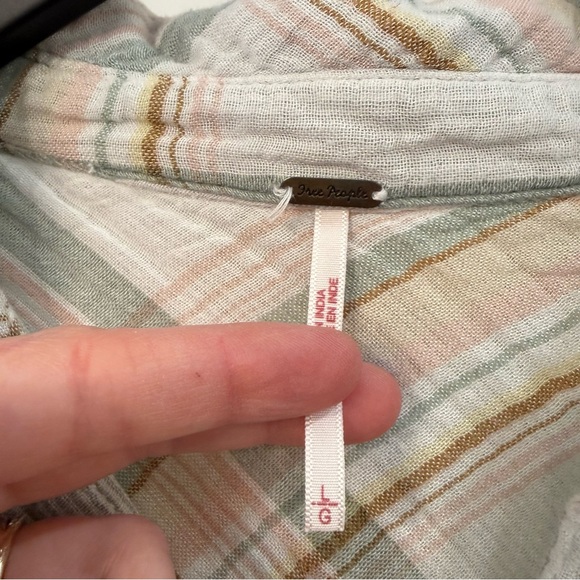 Free People Nordic Day Plaid Lace-Up Tunic Shirt Size Large - Picture 7 of 13